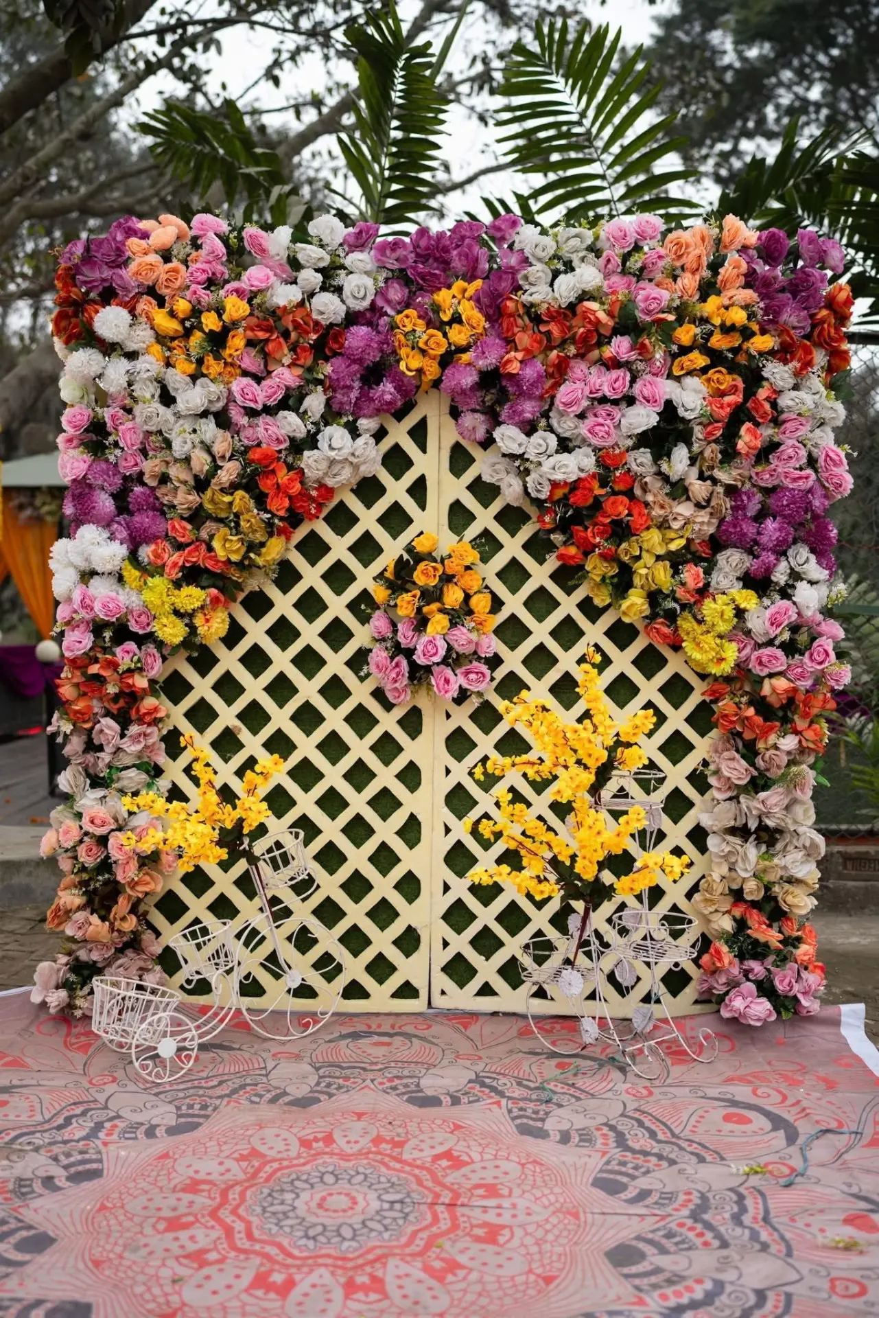 Mixed floral photo backdrop wall