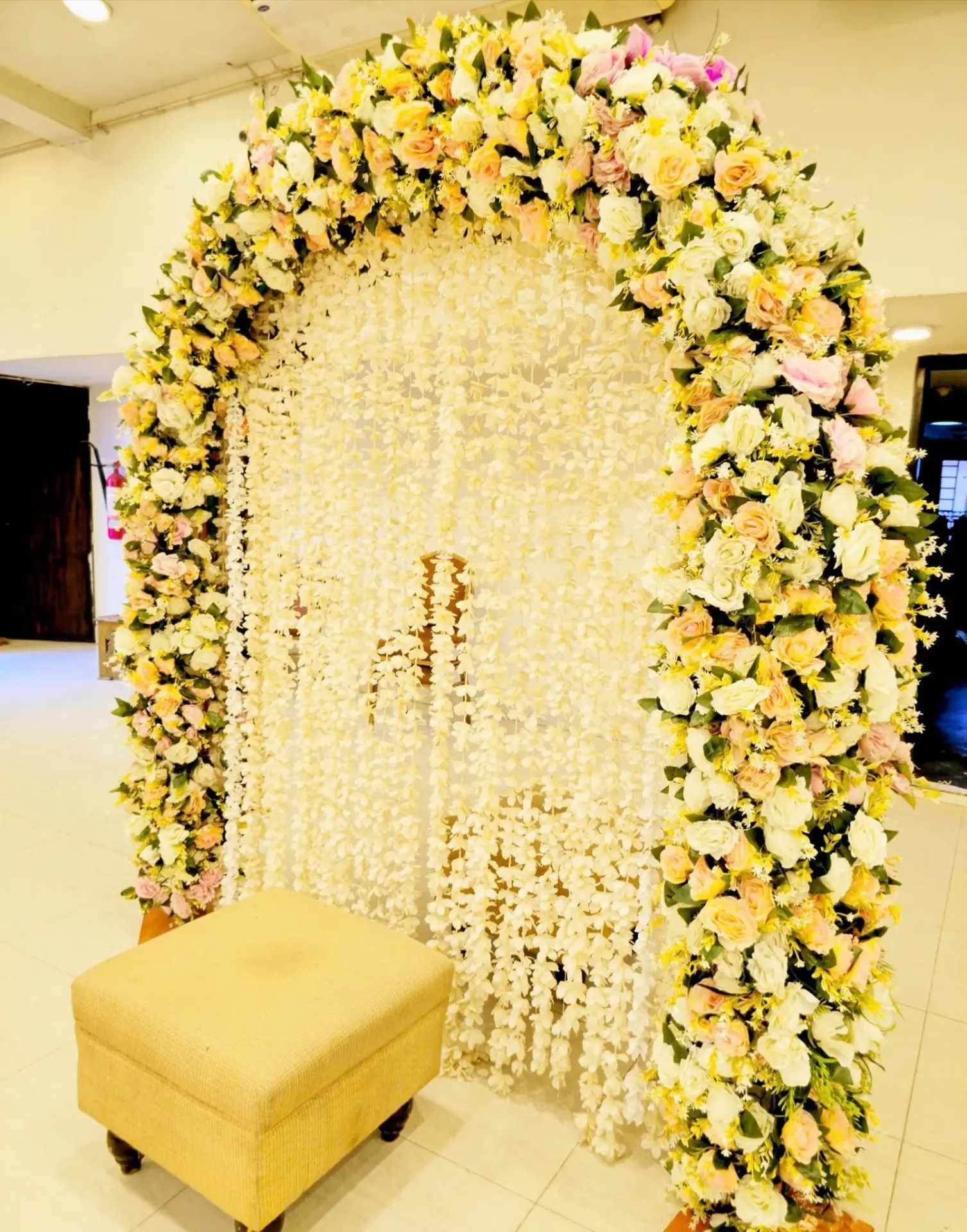 Jasmine curtain floral arch photo corner
